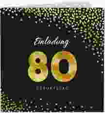 Einladung 80. Geburtstag "Glitzer"