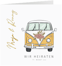 Klick: Details zu Hochzeitseinladung "Hochzeitsbulli" anzeigen Hochzeitseinladung Hochzeitsbulli