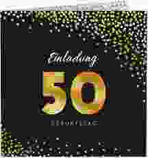 Einladung 50. Geburtstag "Glitzer"