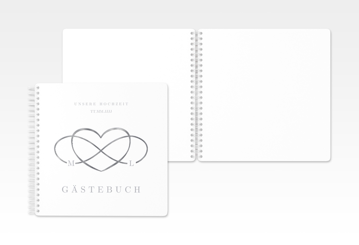 Gästebuch Hochzeit Infinity Ringbindung grau silber