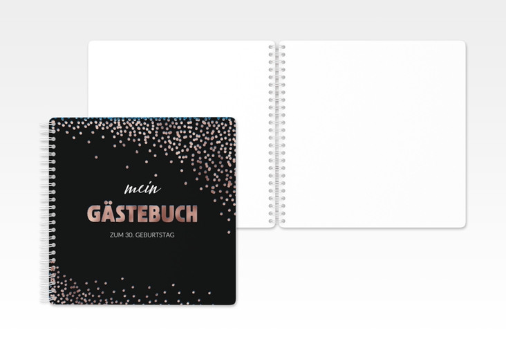 Gästebuch Geburtstag Glitzer Ringbindung blau rosegold