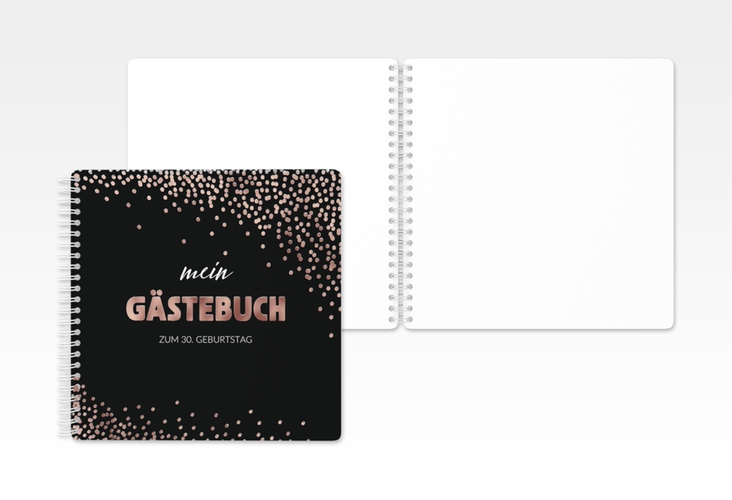 Gästebuch Geburtstag Glitzer Ringbindung grau rosegold