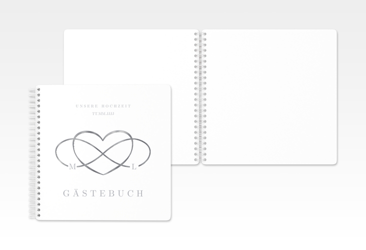 Gästebuch Hochzeit Infinity Ringbindung grau silber