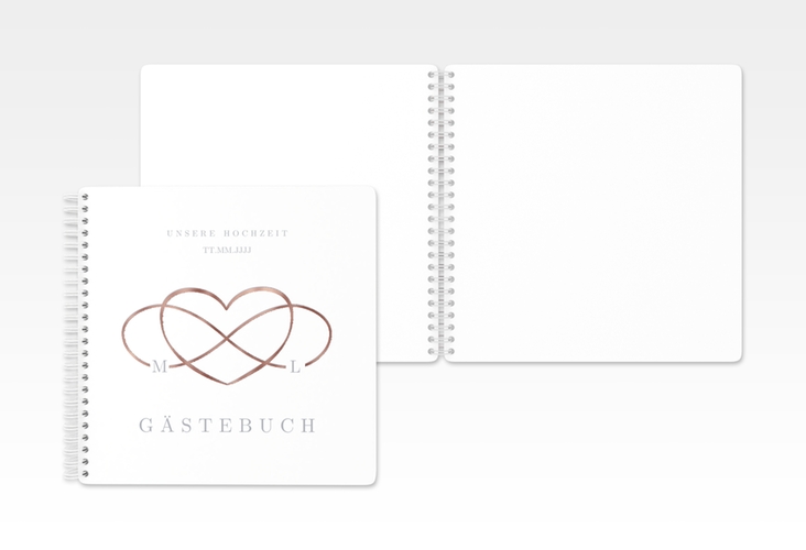 Gästebuch Hochzeit Infinity Ringbindung grau rosegold