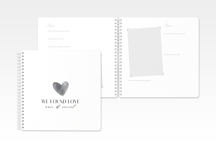 Gästebuch Hochzeit Liebesbote Ringbindung bunt silber