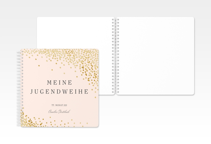 Gästebuch Jugendweihe Glossa Ringbindung rosa gold