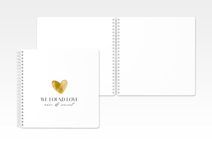Gästebuch Hochzeit Liebesbote Ringbindung bunt gold