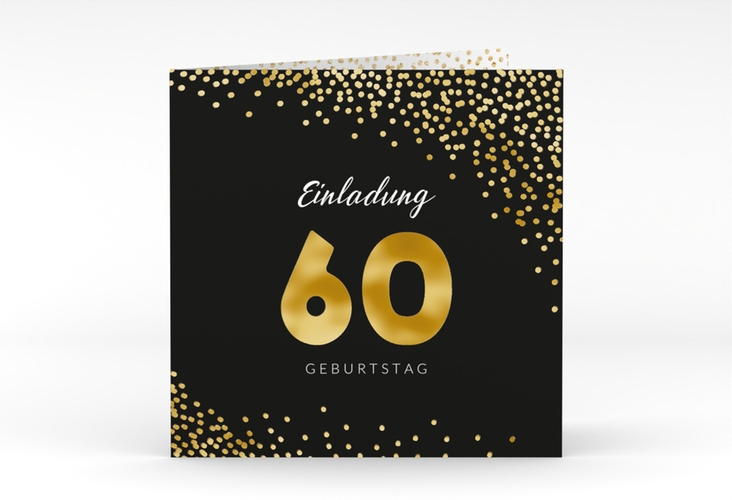 Einladung 60. Geburtstag Glitzer quadr. Klappkarte gold gold
