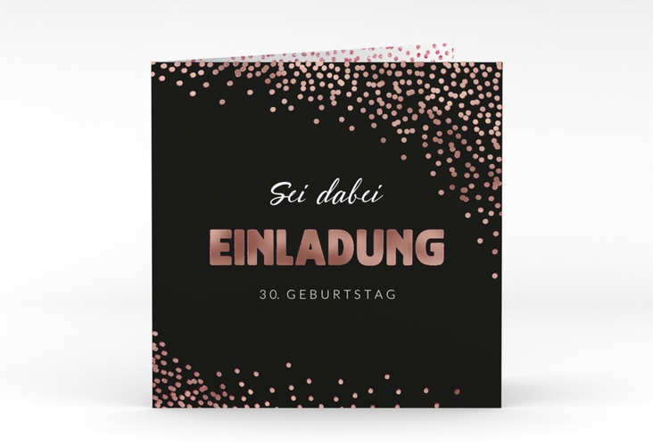 Einladung Geburtstag Glitzer quadr. Klappkarte pink rosegold