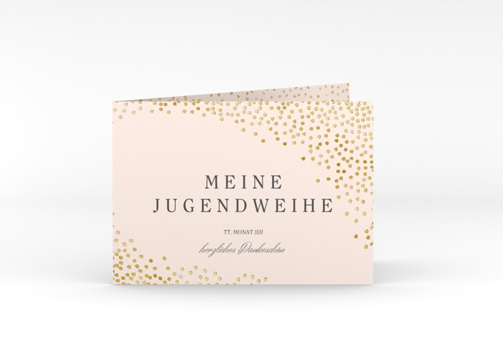 Danksagung Jugendweihe Glossa A6 Klappkarte quer rosa gold