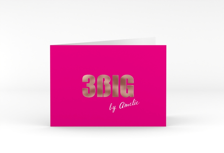 Einladung 30. Geburtstag Zig A6 Klappkarte quer pink rosegold