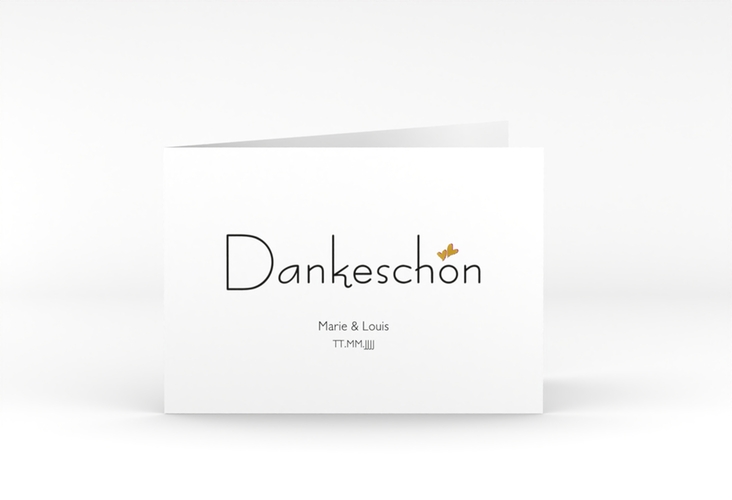 Danksagungskarte Hochzeit Twohearts A6 Klappkarte quer pink gold