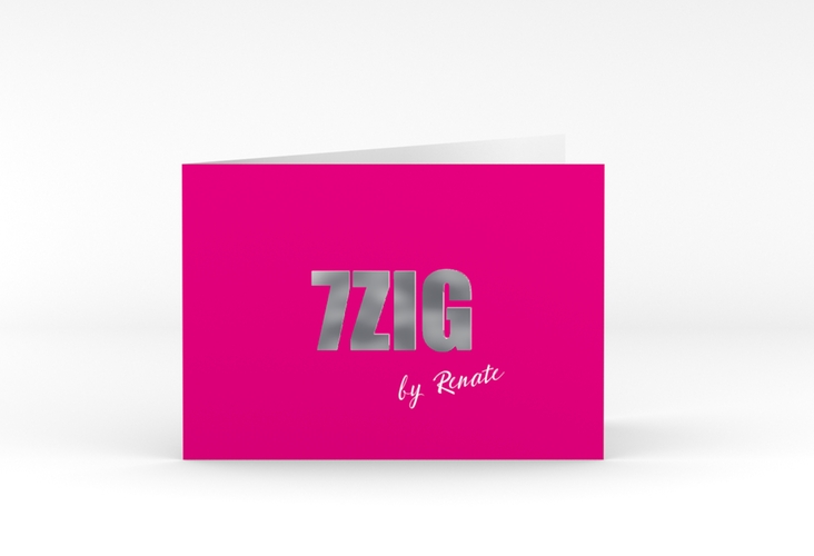 Einladung 70. Geburtstag Zig A6 Klappkarte quer pink silber