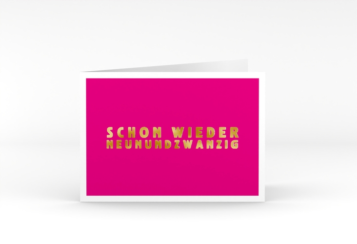 Einladung 30. Geburtstag Gag A6 Klappkarte quer pink gold