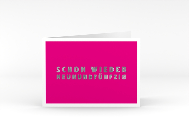 Einladung 60. Geburtstag Gag A6 Klappkarte quer pink silber