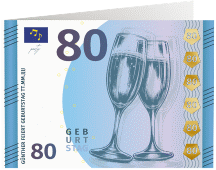 Einladung 80. Geburtstag "Geldschein"
