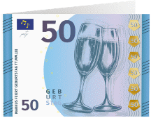 Einladung 50. Geburtstag "Geldschein"