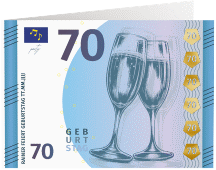 Einladung 70. Geburtstag "Geldschein"