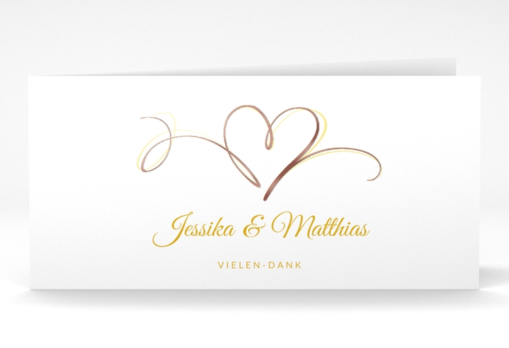 Dankeskarte Hochzeit Envie lange Klappkarte quer gold rosegold