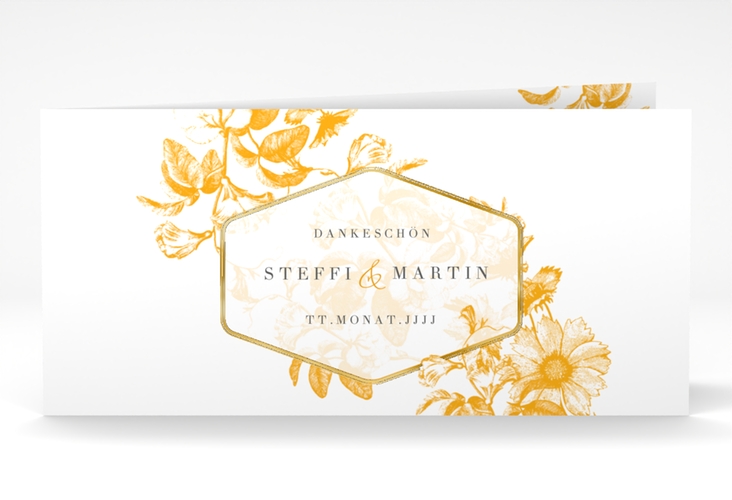 Danksagungskarte Hochzeit Magnificent lange Klappkarte quer gelb gold