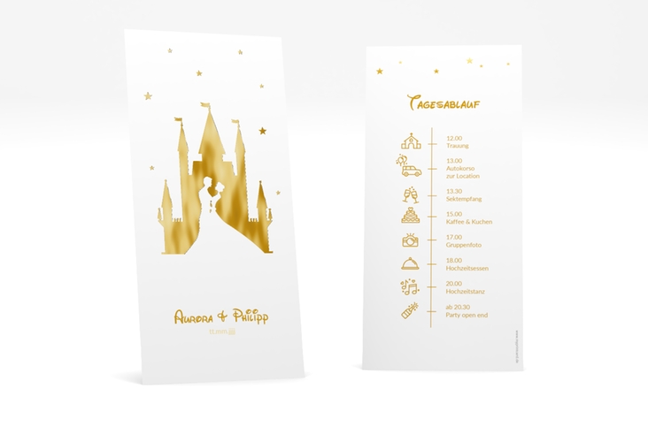 Tagesablauf Hochzeit Castle lange Karte hoch gold gold