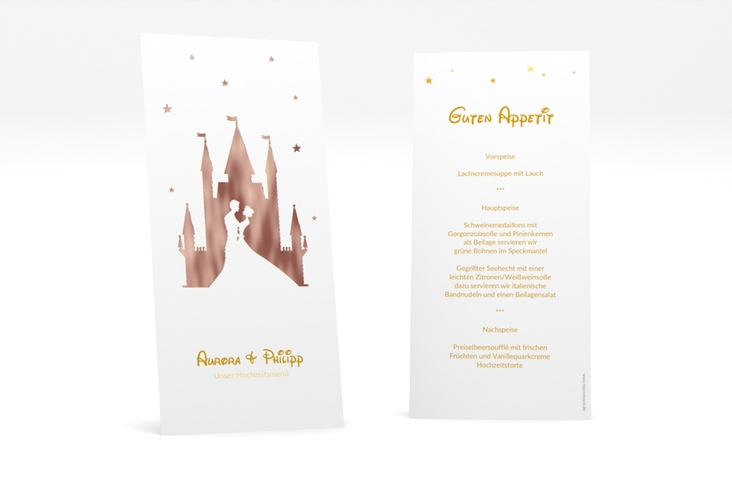 Menükarte Hochzeit Castle lange Karte hoch gold rosegold