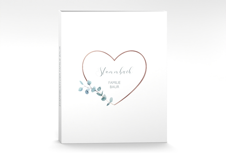 Stammbuch A4 Greenheart Stammbuch A4 rosa rosegold mit elegantem Herz und Eukalyptus-Zweig