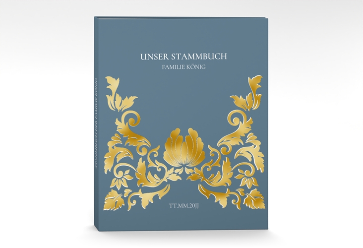 Stammbuch A4 Royal Stammbuch A4 blau gold mit barockem Blumen-Ornament