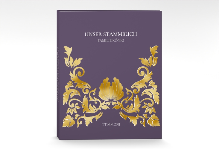 Stammbuch A4 Royal Stammbuch A4 lila gold mit barockem Blumen-Ornament