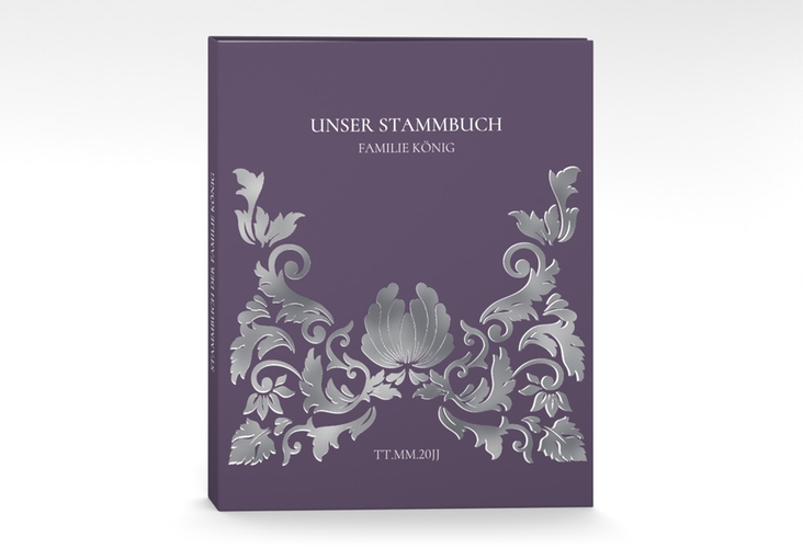 Stammbuch A4 Royal Stammbuch A4 lila silber mit barockem Blumen-Ornament