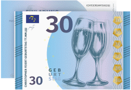Einladung 30. Geburtstag "Geldschein"