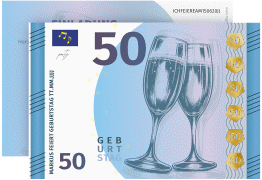 Einladung 50. Geburtstag "Geldschein"