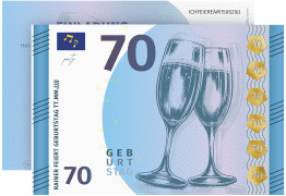Einladung 70. Geburtstag "Geldschein"