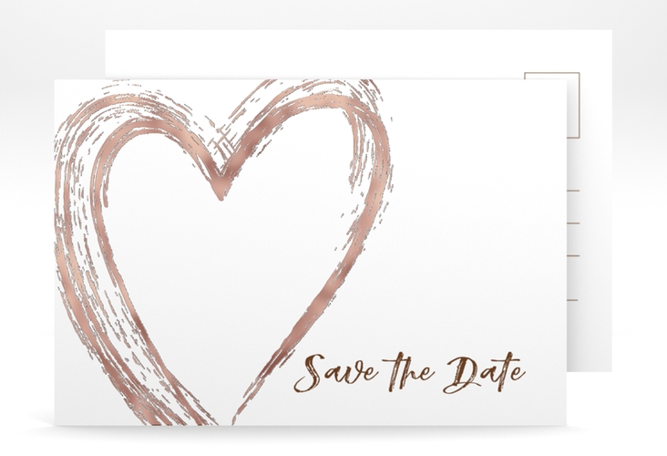Save the Date-Postkarte Liebe A6 Postkarte braun rosegold