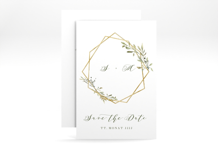 Save the Date-Karte Acacia A6 Karte hoch weiss gold