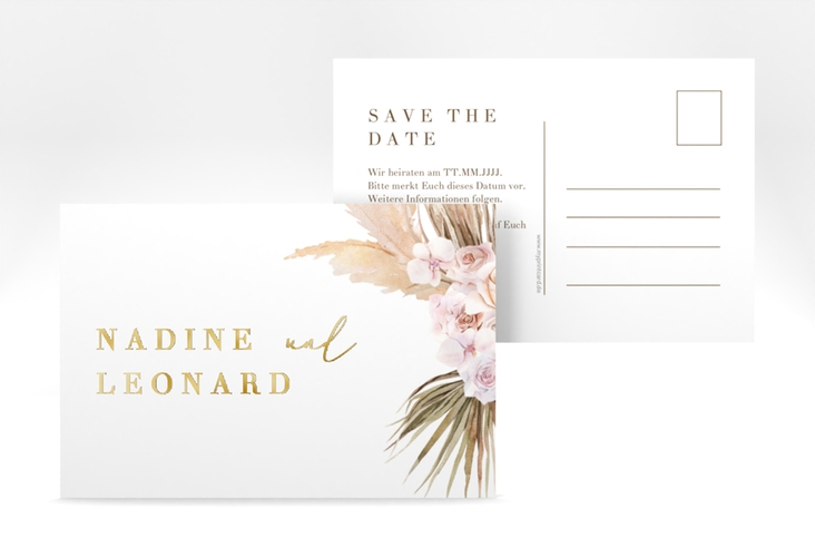 Save the Date-Postkarte Nude A6 Postkarte weiss gold