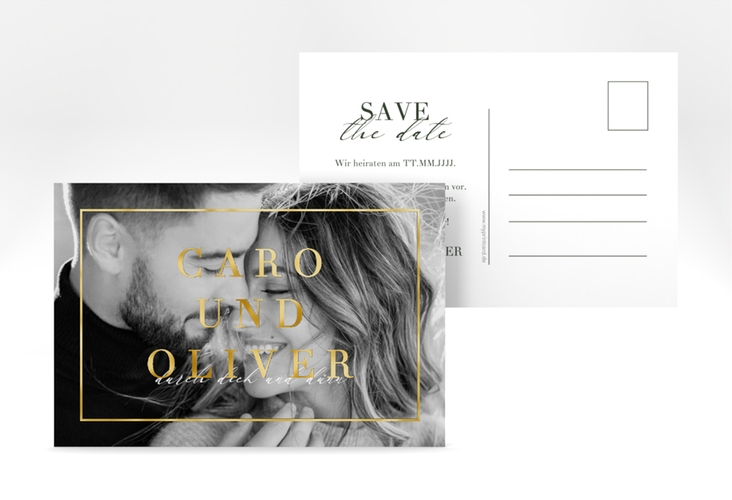 Save the Date-Postkarte "Moment" A6 Postkarte gruen gold