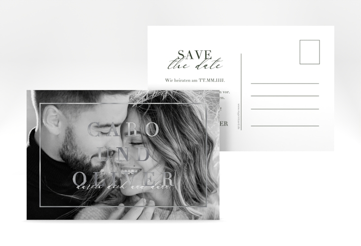 Save the Date-Postkarte Moment A6 Postkarte gruen silber