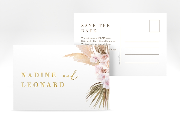 Save the Date-Postkarte Nude A6 Postkarte weiss gold