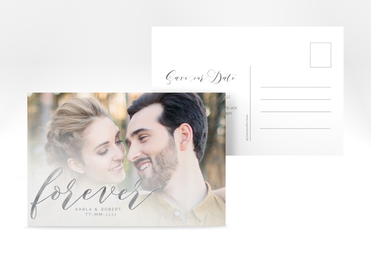 Save the Date-Postkarte Promise A6 Postkarte weiss silber