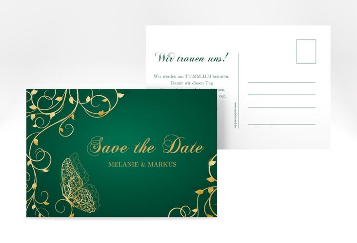 Save the Date-Postkarte Eternity A6 Postkarte gruen gold
