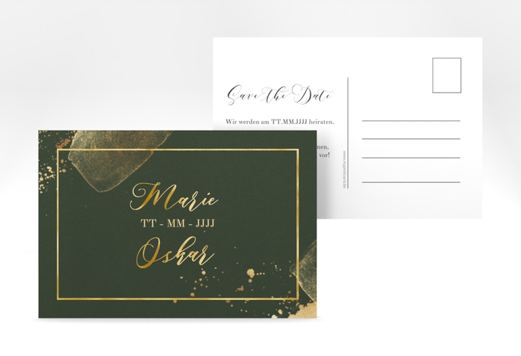 Save the Date-Postkarte Emerald A6 Postkarte gruen gold