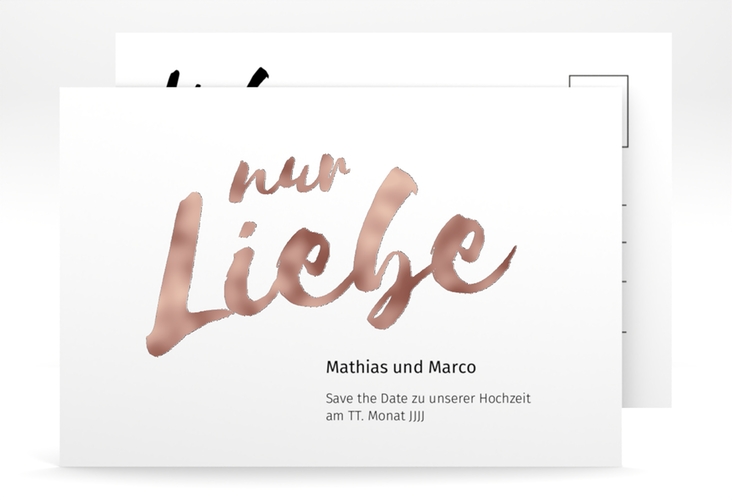 Save the Date-Postkarte Message A6 Postkarte weiss rosegold