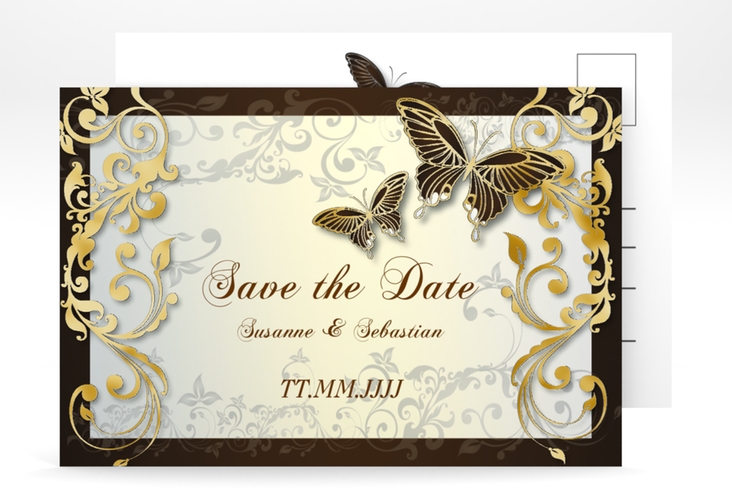 Save the Date-Postkarte Toulouse A6 Postkarte braun gold