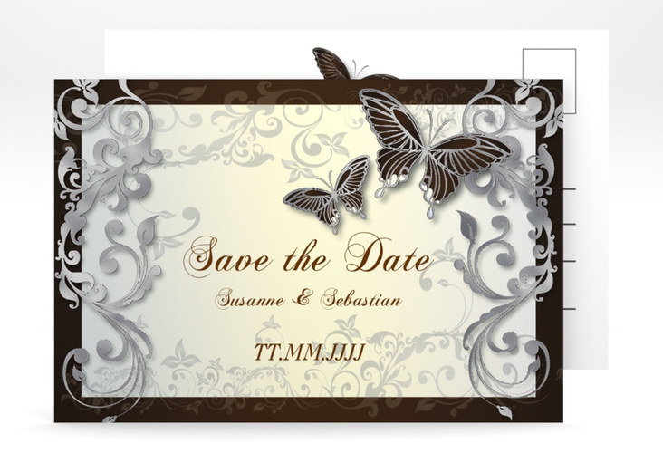 Save the Date-Postkarte Toulouse A6 Postkarte braun silber