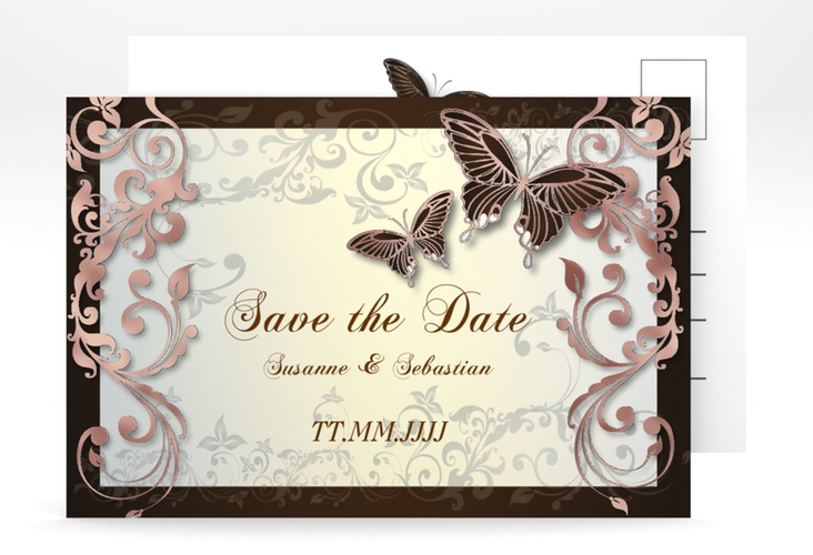 Save the Date-Postkarte Toulouse A6 Postkarte braun rosegold