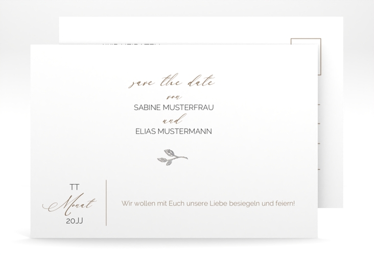 Save the Date-Postkarte Plain A6 Postkarte weiss silber