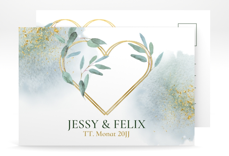 Save the Date-Postkarte Amore A6 Postkarte weiss gold