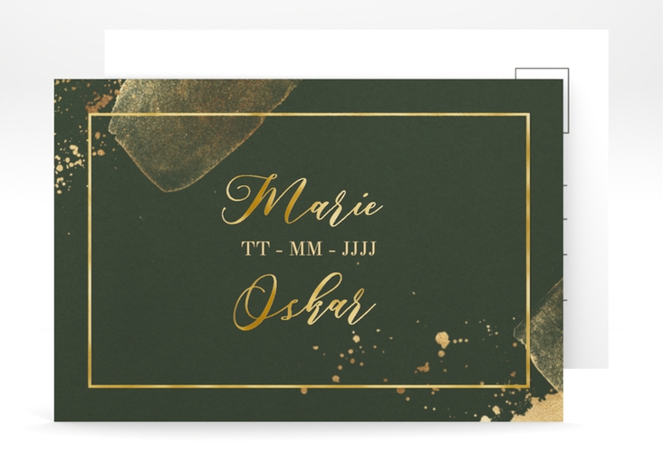 Save the Date-Postkarte Emerald A6 Postkarte gruen gold