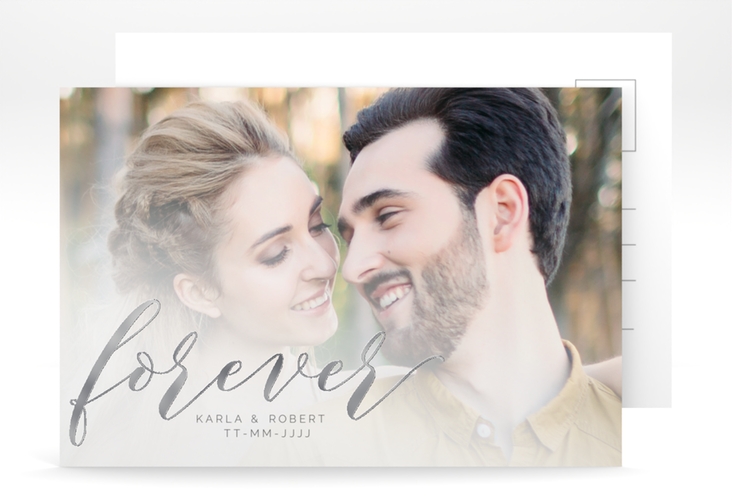 Save the Date-Postkarte Promise A6 Postkarte weiss silber